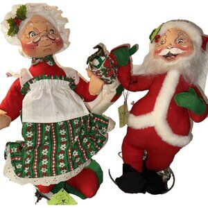 Annalee Mobilitee Santa Clause & Mrs. Claus Dolls Figure Vintage 1968 1981 17"